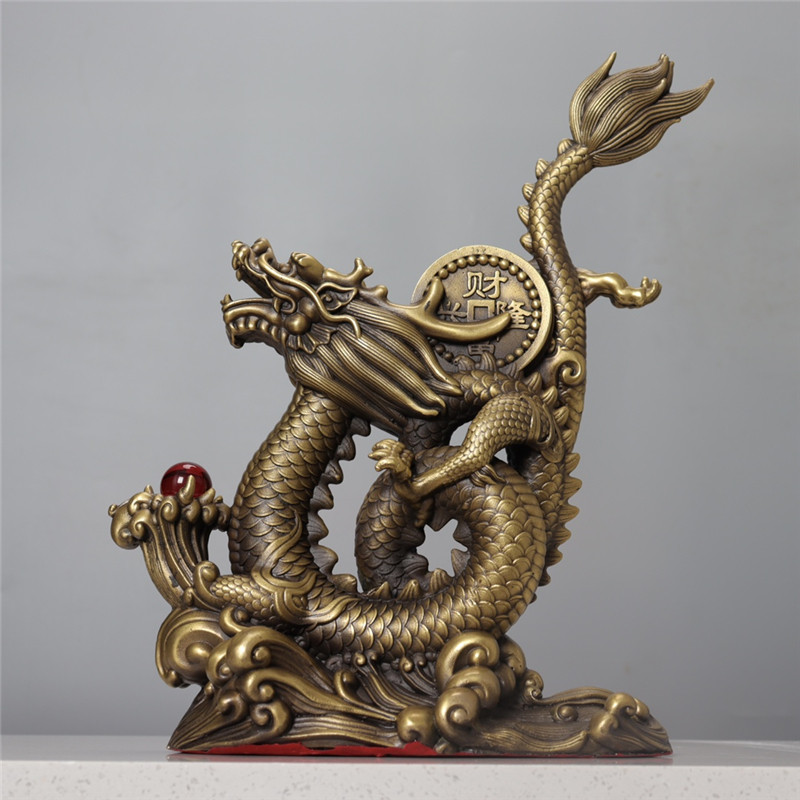 家居铜龙摆件招财风水中式