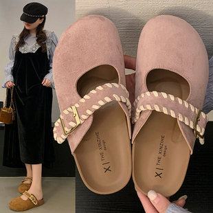韩版简约厚底勃肯拖鞋女2026春秋舒适防滑单鞋懒人一脚蹬包头拖鞋