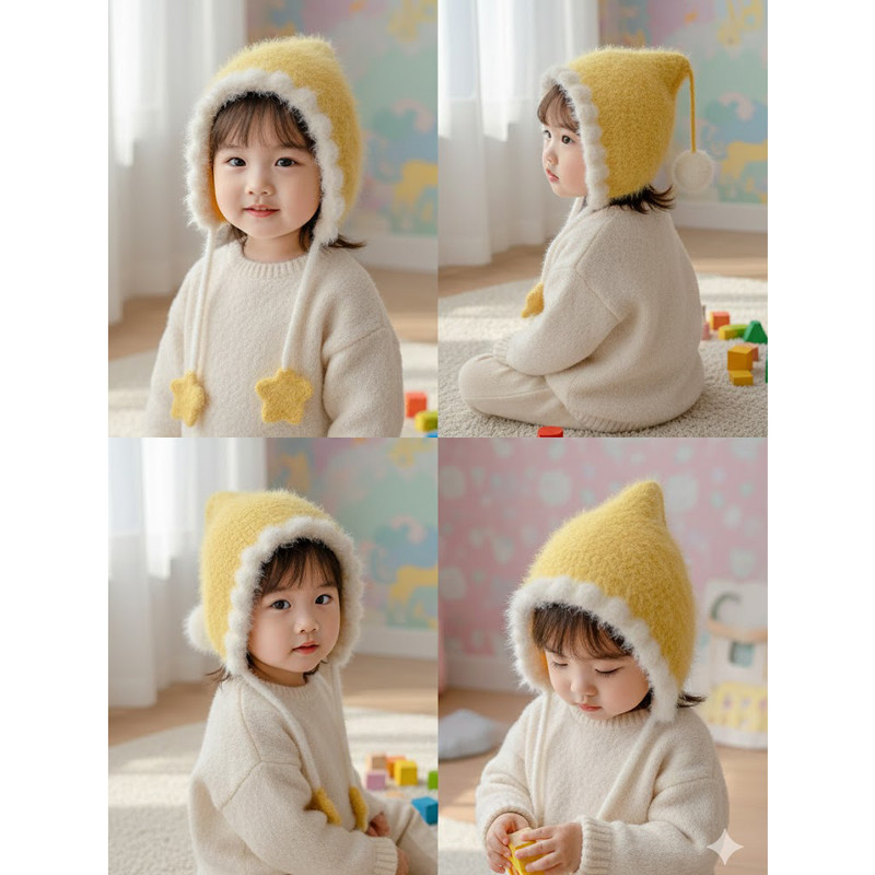 手工编织儿童精灵帽毛线diy钩针宝宝护耳帽小黄帽材料包送礼物,服饰配件/皮带/帽子/围巾,DIY编织材料包,淘宝优惠券,粉丝福利购,淘宝优惠卷