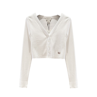 CK Jeans国内代购2025年秋冬新款女士时尚辣妹V领针织开衫47C204G