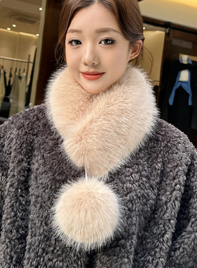 毛茸茸围脖加厚仿皮草保暖围巾女