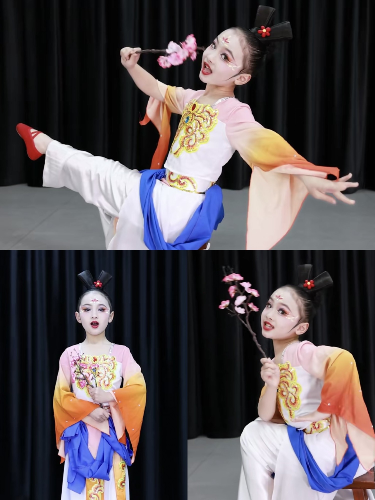 少儿独舞豆蔻梢头古典舞蹈演出服俏红狐衣古风汉服小狐仙群舞表演