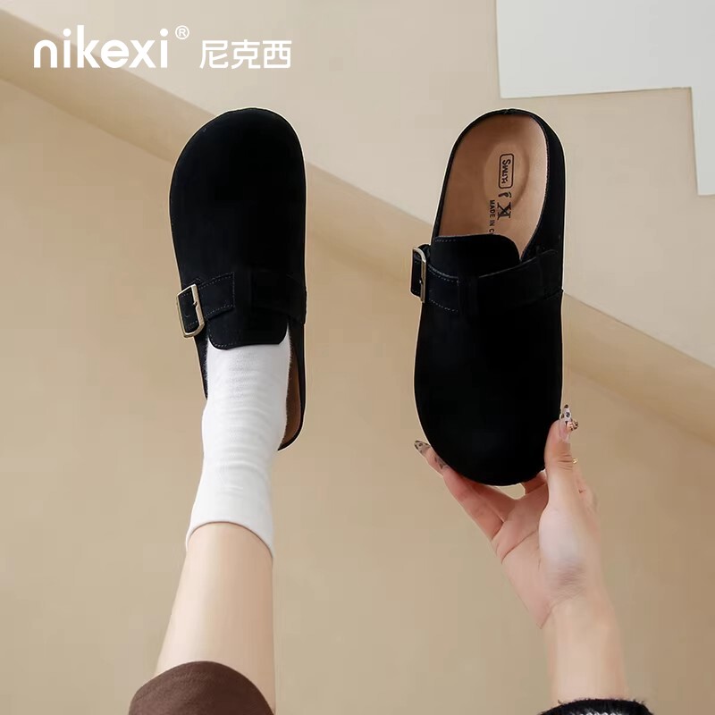 复古勃肯鞋女款2026新款春秋季懒人一脚蹬软底舒适穆勒包头半拖鞋