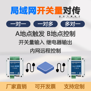 局域网开关量对传局域控制远程继电器网口收发一对多对一双向控制