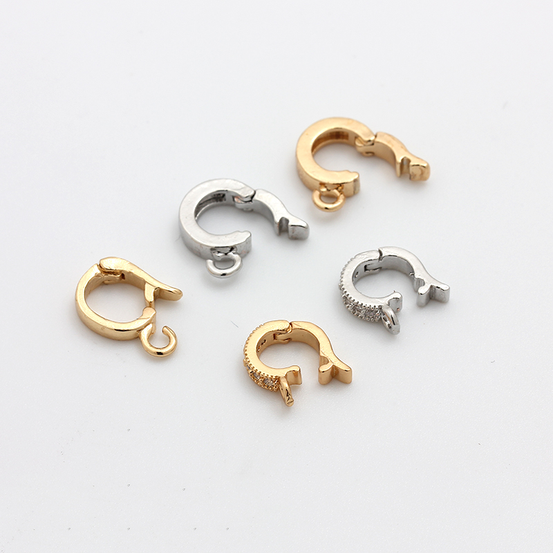 18K包金14k金白金镶能吊坠扣