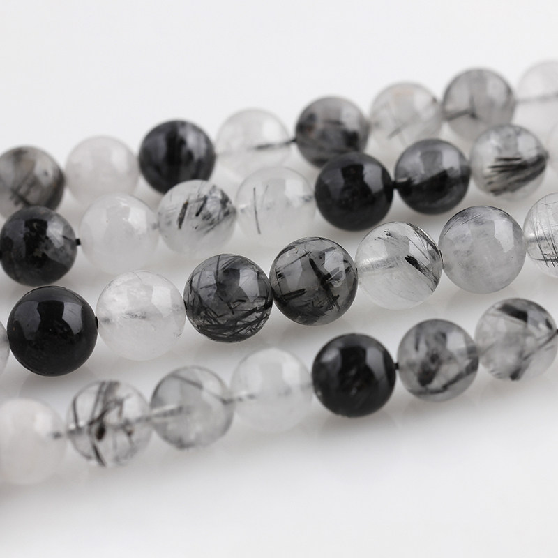 RAW ORE NATURAL BLACK HAIR CRYSTAL BEADS LOOSE BEADS CRYSTAL SEMI-PRECIOUS STONE BEAD BRACELET DIY MATERIAL NECKLACE BEADED ACCESSORIES