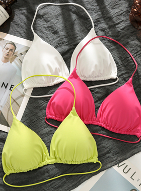 细带挂脖内衣女比基尼三角杯内搭外穿美式吊带小胸性感美背文胸罩