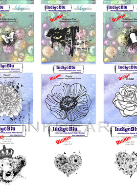 现货 英国indigoblu 复古泡棉印章 花朵玫瑰牡丹爱心手帐打底背景