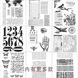包邮 美国tim holtz复古泡棉印章大数字票券花束文字背景花草英文