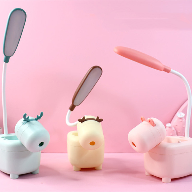 转笔刀收纳笔筒文具三合一台灯usb护眼卡通台灯学生卧室led小夜灯