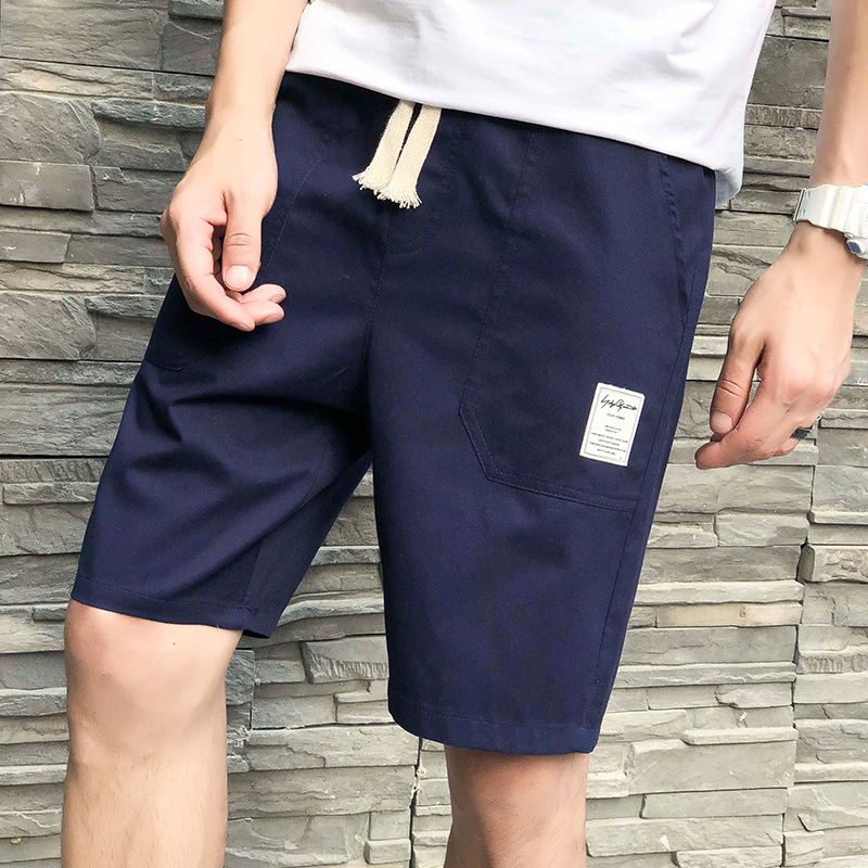 稻草人夏季短裤男韩版潮流宽松弹力纯色大码青年运动休闲五分裤子