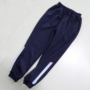 威海环翠区温泉中小学生冬季加绒保暖校服裤子藏青色蓝条