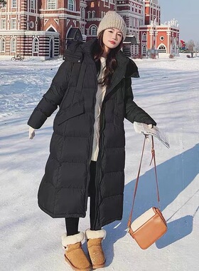 00012025新长款鹅绒服女高级大被子加厚过膝鹅绒连帽