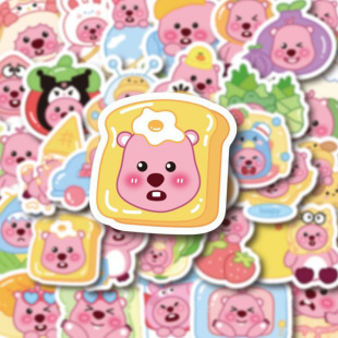 可爱小海狸露比贴纸204张 loopy卡通diy手帐手机笔记本电脑行李箱