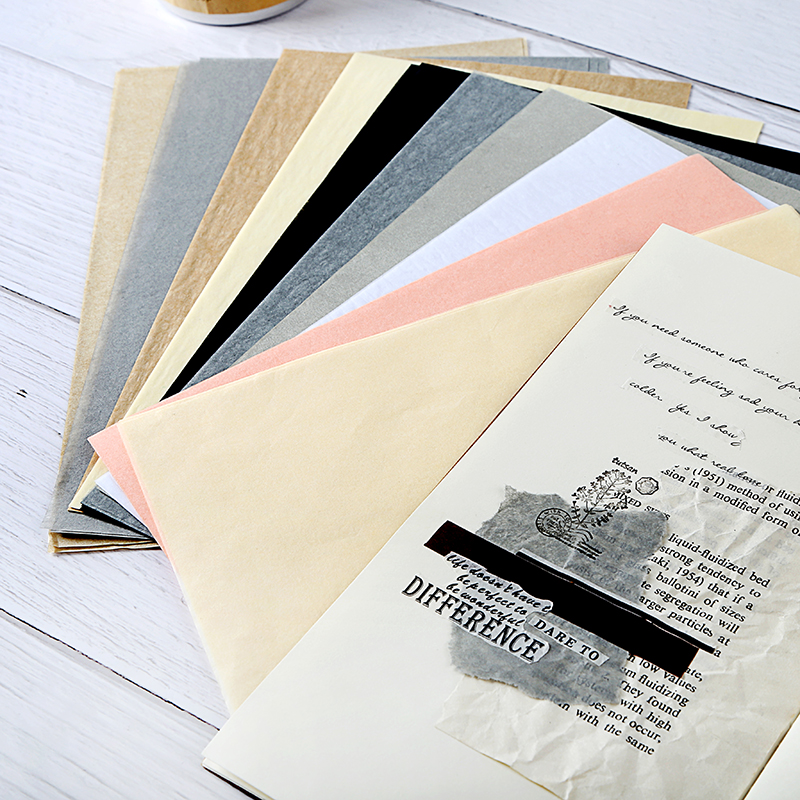 彩色雪梨纸A5超薄 复古纯色简约手账打底背景拼接素材盐系包装纸