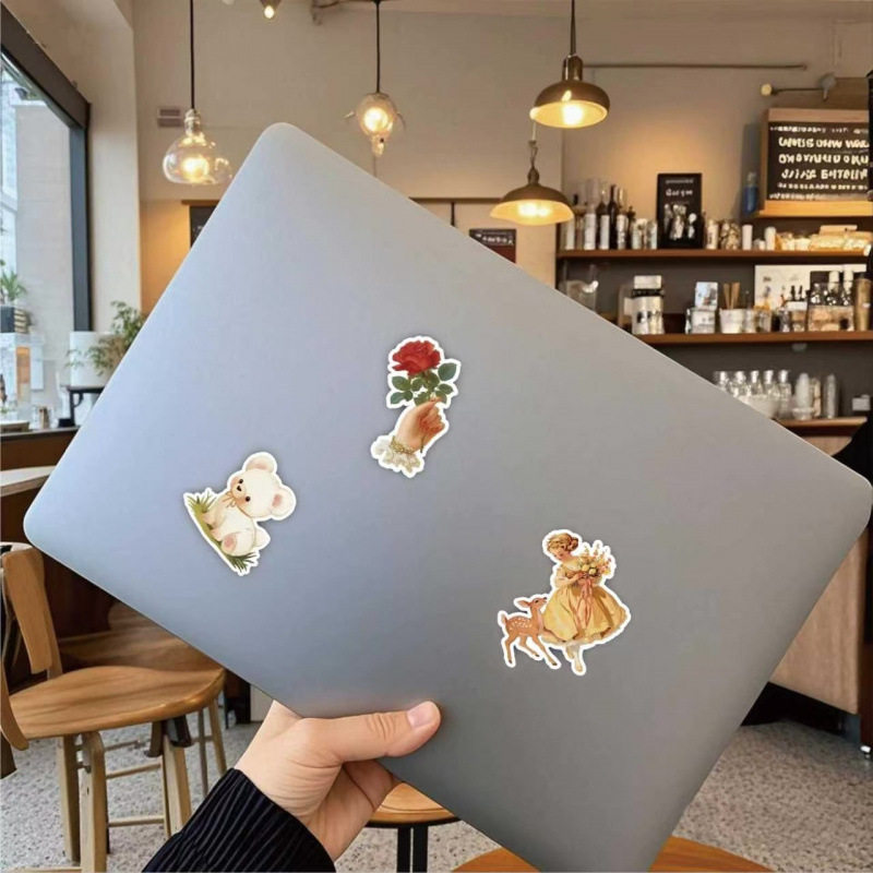 田园动物贴纸60张复古手帐行李箱笔记本电脑吉他头盔DIY装饰