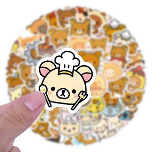 204张轻松熊和熊妹贴纸可爱手机卡通手账拉杆箱笔记本电脑装 饰DIY