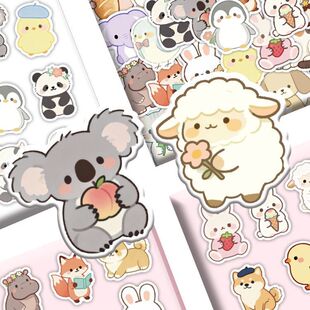 贴纸卡通可爱儿童治愈动物手账行李箱猫咪狗204张笔记本电脑装 饰