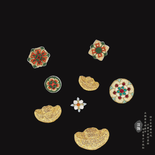 宝相花刺绣布贴国风中式绣花贴布