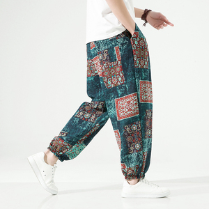 2024夏季风大码宽松束脚休闲裤男棉麻阔腿哈伦裤灯笼裤K30P40,男装休闲裤,星座203-3