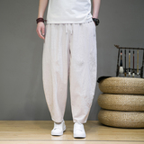 风夏季棉麻阔腿裤大码宽松休闲裤薄款透气冰丝沙滩裤K28P40，男装休闲裤，星座203-3