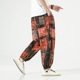 2024夏季风大码宽松束脚休闲裤男棉麻阔腿哈伦裤灯笼裤K30P40，男装休闲裤，星座203-3