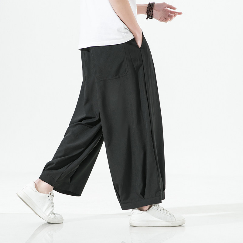 冰丝阔腿裤男士夏季新款风大码宽松哈伦裤沙滩灯笼裤FK12P35，男装休闲裤，星座203-3