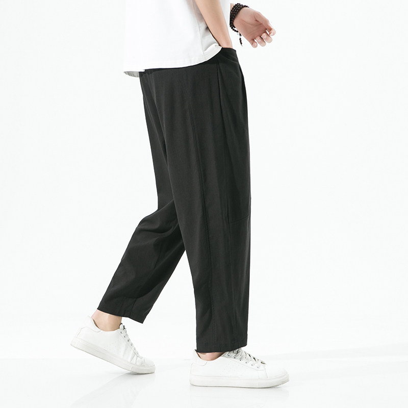 2024春夏新品亚麻裤男日系潮流阔腿裤风大码棉麻长裤FK21P45,男装休闲裤,星座203-3