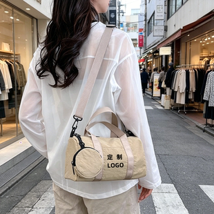 定做简约手提包印广告logo字旅行单肩包大容量唯美斜挎出行健身包
