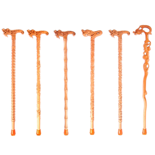 纯桃木龙头拐杖老人实木防滑拐棍老年人轻便木质拐柜手杖木头助力