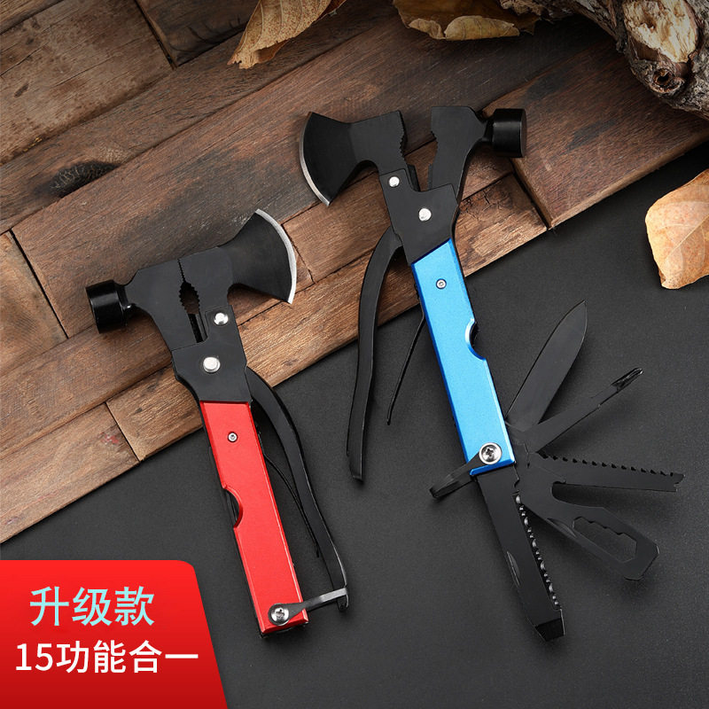 迷你求生野营斧头锤子不锈钢家用劈柴斧头小锤斧多功能组合工具
