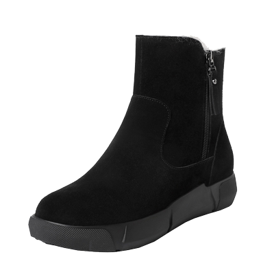 真皮短靴羊毛皮毛一体雪地靴女靴