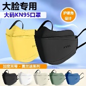 口罩大脸专用KN95防护男女新款 高颜值立体大码 加大宽松一次性成人