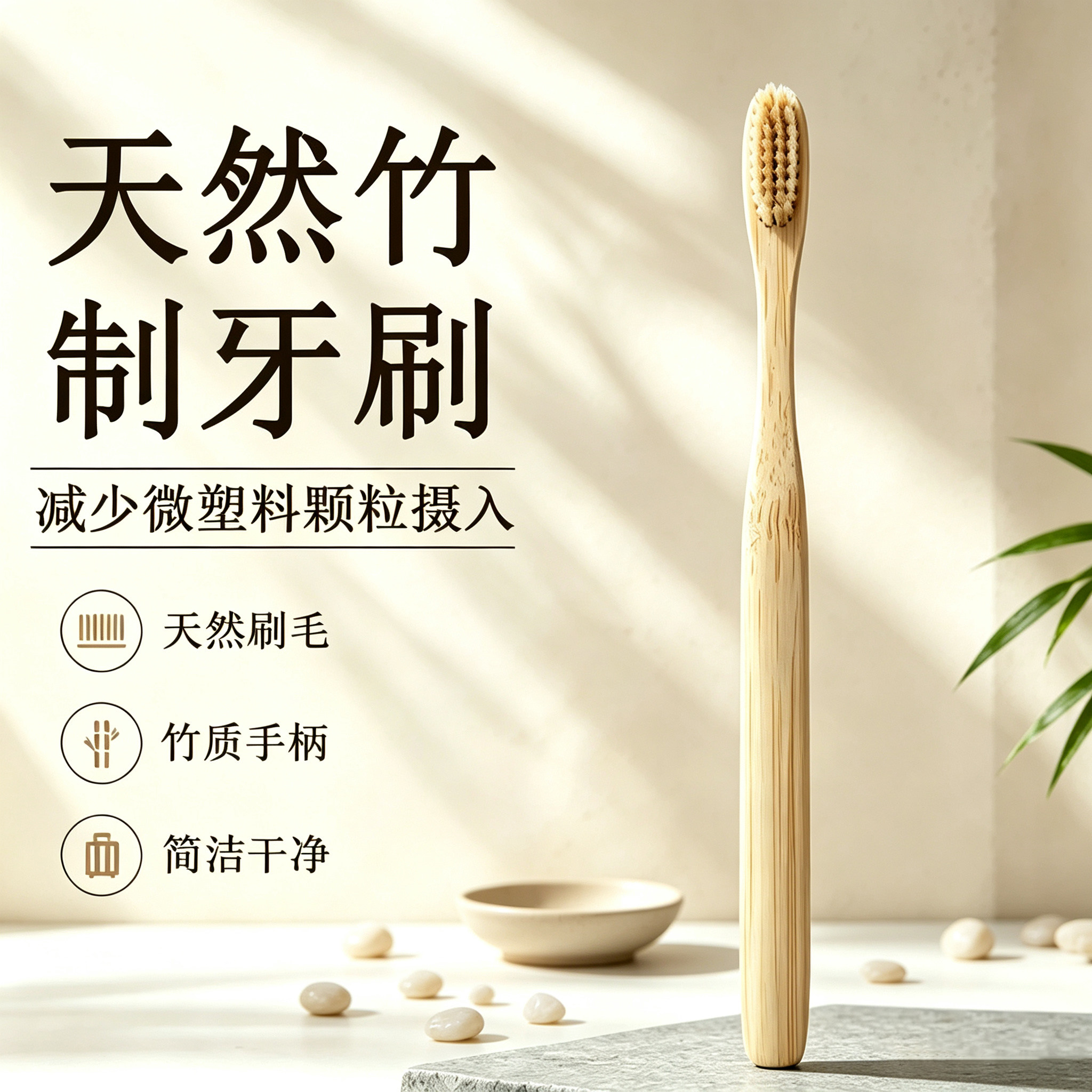 猪毛牙刷马毛牙刷圆柱竹木手柄