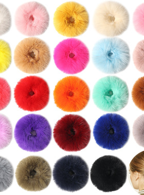 欧美糖果色仿毛大肠发圈女式儿童扎头绳皮筋发饰多色可选厂家