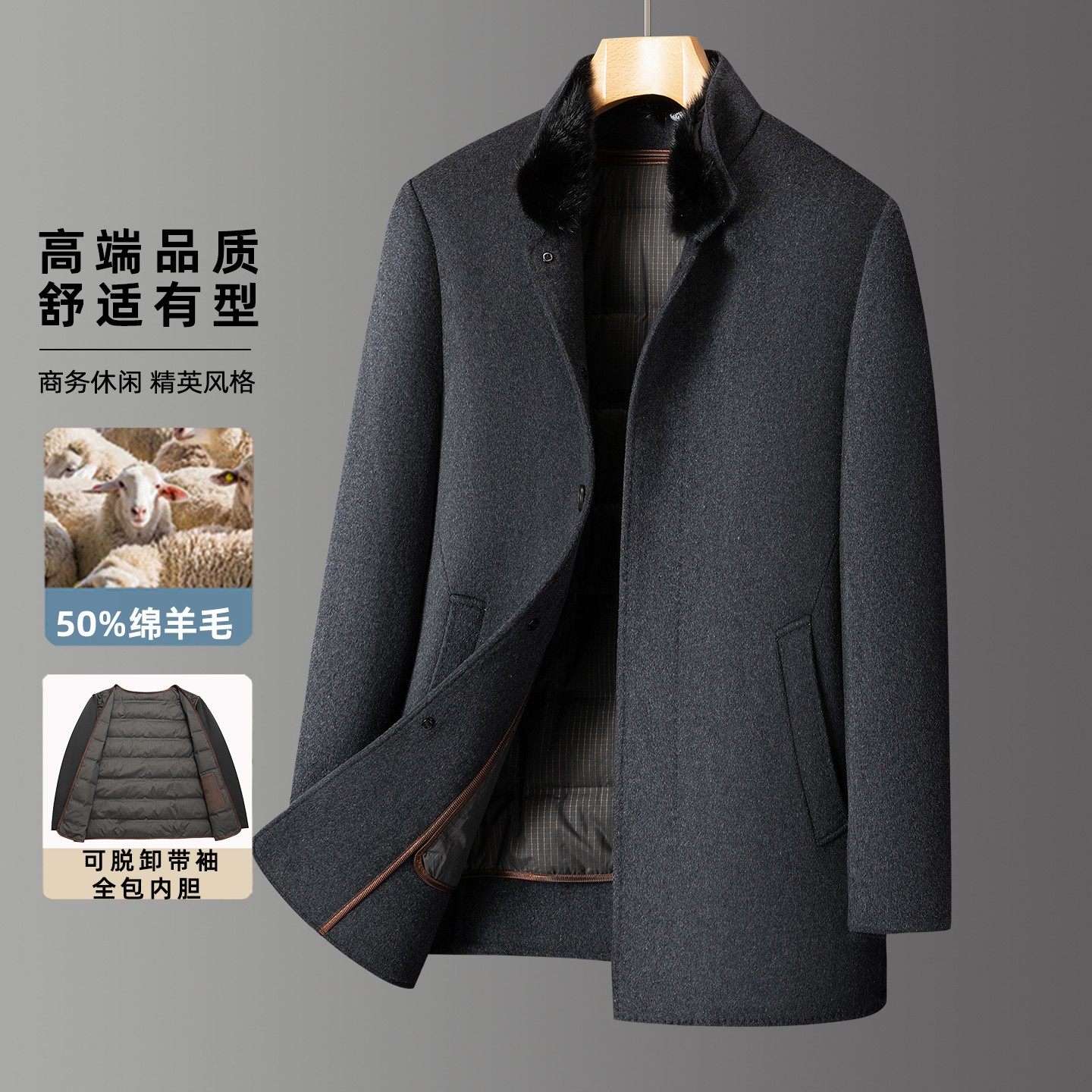CMENGKOUC羊毛呢子大衣男外套
