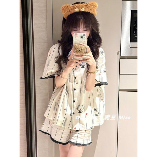 日系卡通hellokitty睡衣女夏天薄