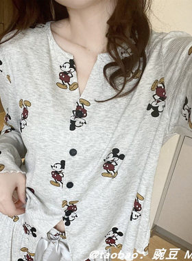 韩版甜美卡通米奇长袖睡衣女春秋