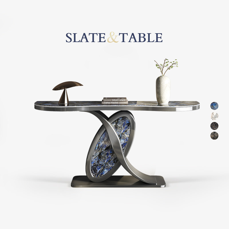 轻奢入户高端玄关桌微晶石端景台