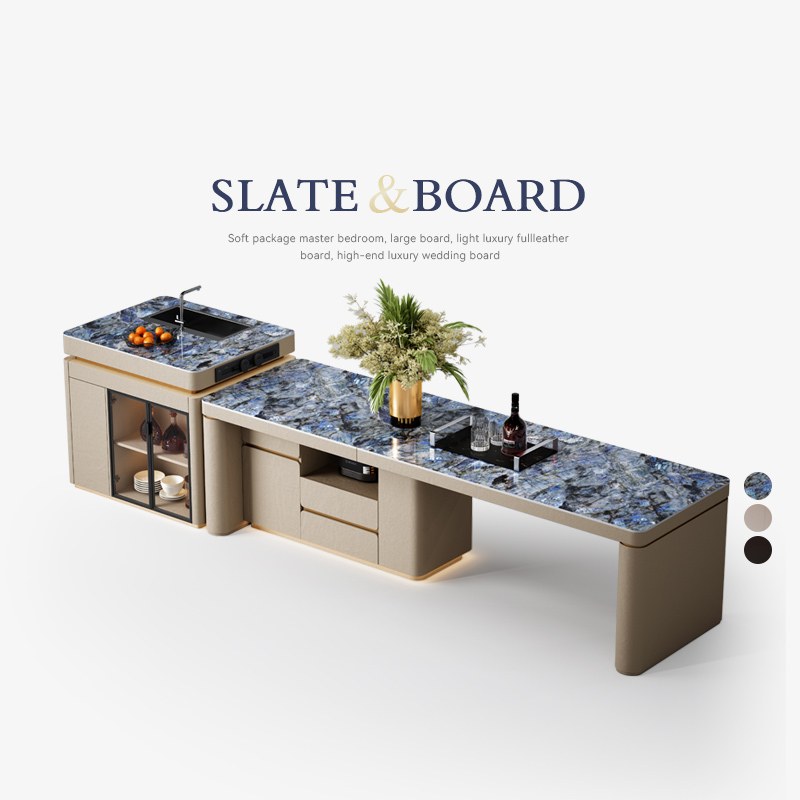 岛台餐桌带水槽一体家用可伸缩