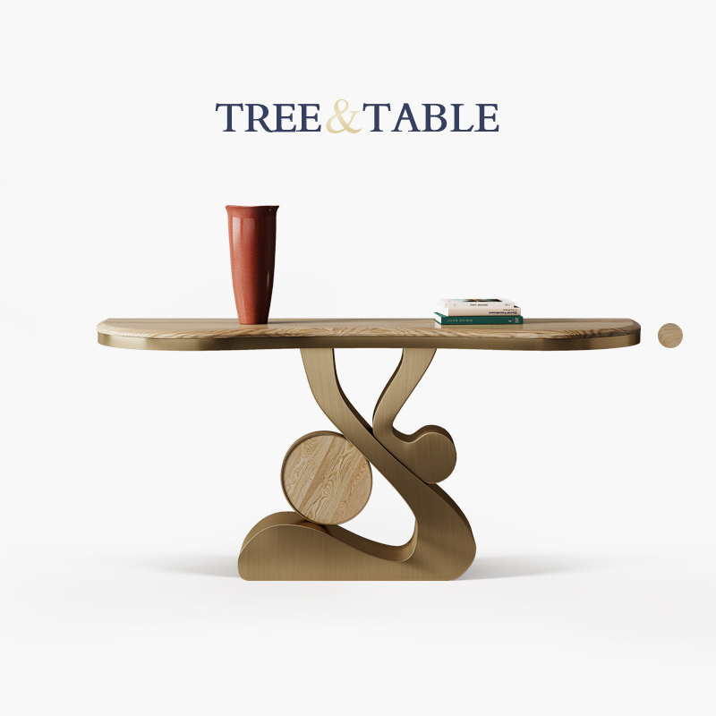 白蜡木实木玄关桌子轻奢现代简约