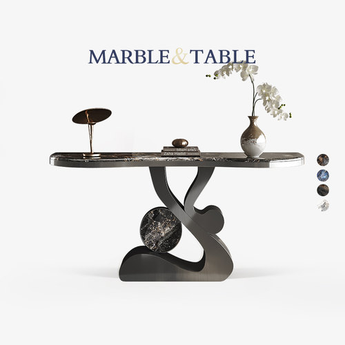 轻奢入户高端玄关桌微晶石端景台