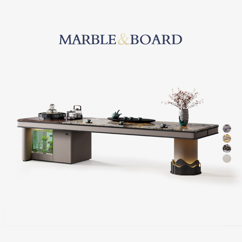 轻奢茶桌新款办公桌茶台一体高端