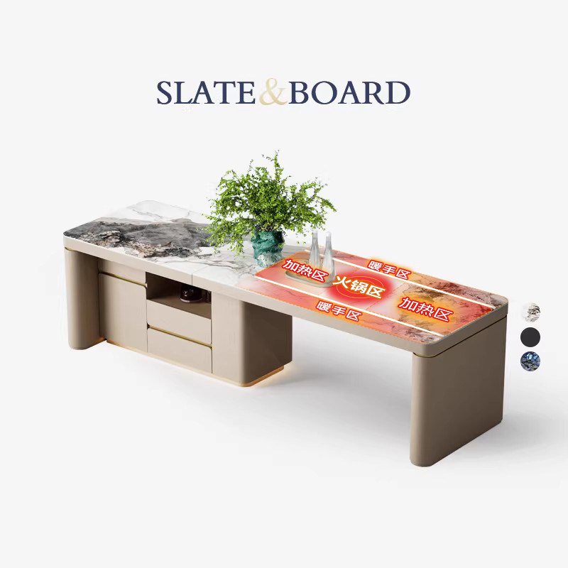 Mobeier 齐平岛台餐桌一体可伸缩家用多功能智能语音升降岩板吧台,住宅家具,岛台餐桌,淘宝优惠券,粉丝福利购,淘宝优惠卷