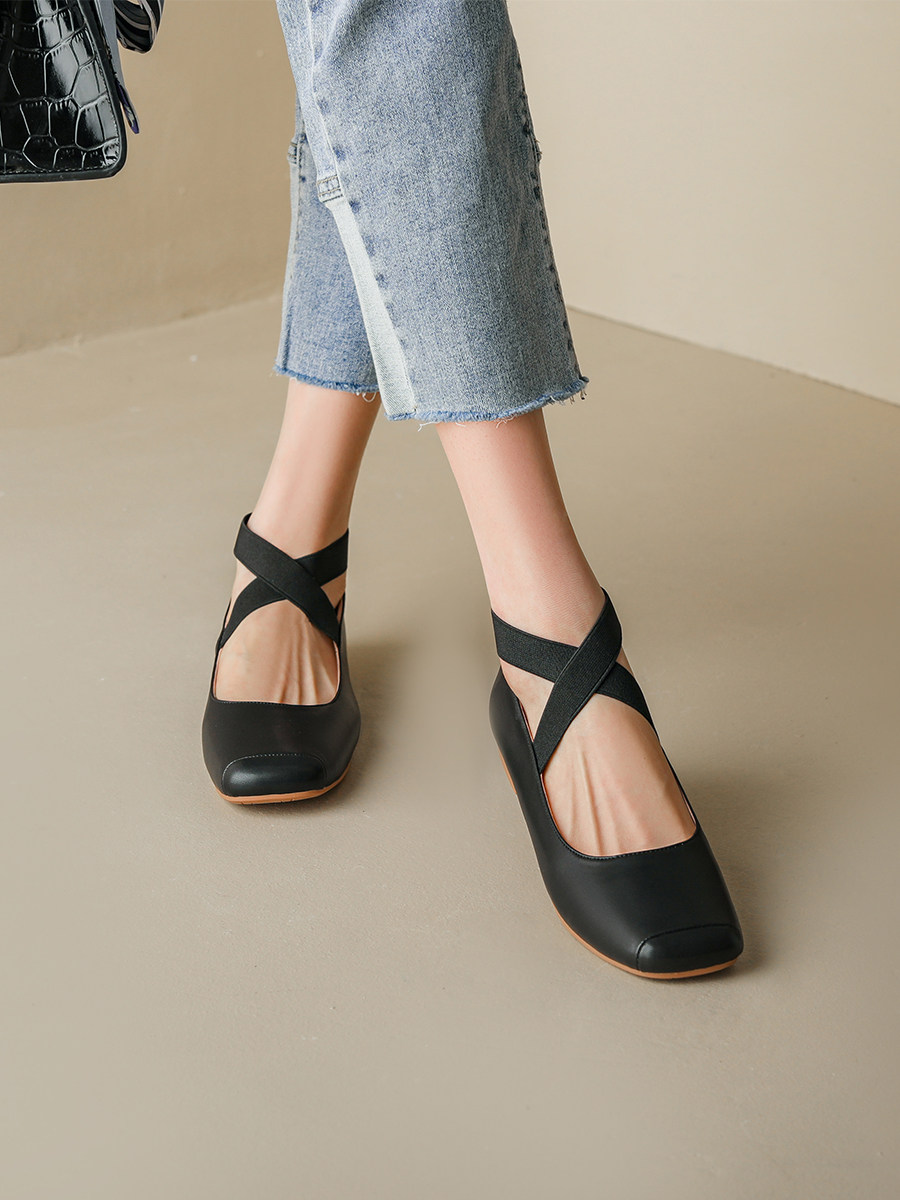 RED VINTAGE MARY JANE SHOES WOMENS FRENCH BALLET SHOES SQUARE TOE FLAT LEATHER WEAR STRAPPY BALLET SHOES SINGLE SHOES