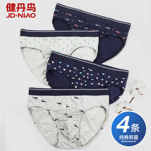 健丹鸟纯棉抗菌男士三角裤