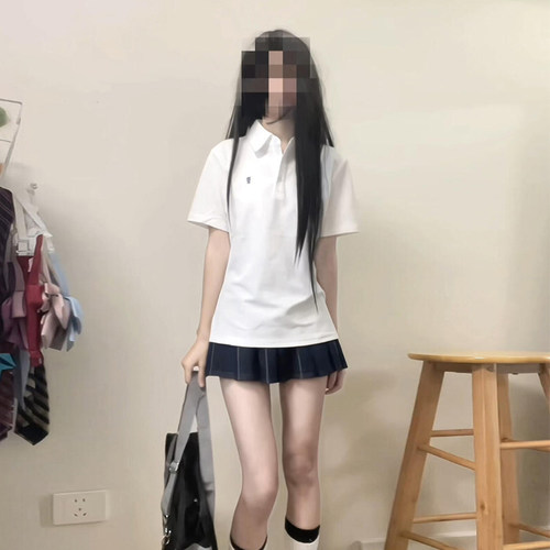 显瘦半袖正肩POLO领短袖T恤女