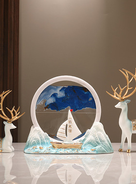 沙漏创意摆件流沙画鹿客厅入户玄关酒柜轻奢装饰品乔迁新家居礼物