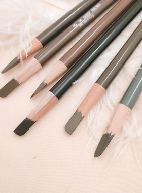 诗婷黑色灰棕木质硬芯可削式方芯鸭嘴眉笔初学者雾眉防水根根分明