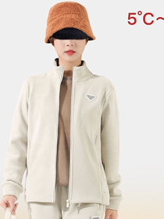 梵贝希女拉芙抓绒立领保暖外套2023秋冬新款百搭防风开衫8362021